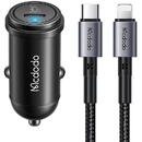 Mcdodo Mcdodo CC-7492 car charger, USB-C, 30W + USB-C to Lightning cable (black)