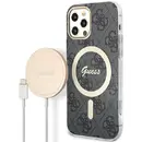 Guess Set Guess GUBPP12MH4EACSK Case+ Charger iPhone 12/12 Pro black/black hard case 4G Print MagSafe