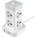 XO Power strip XO WL21 8x AC sockets, 3x USB-A, 1x USB-C (white)