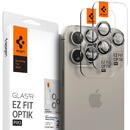 SPIGEN Folie Camera pentru iPhone 14 Pro  / 14 Pro Max / 15 Pro / 15 Pro Max (set 2) - Spigen Glas.tR Optik - Natural Titanium