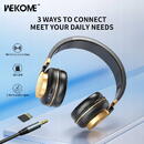 WEKOME Casti wireless on-ear, Bluetooth V5.0, 10m, 40mm, 20Hz~20KHz, 178g, 300mAh, 15h, Negru/Auriu