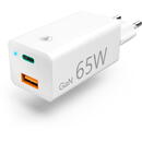 Hama GaN Charger, USB-C Power Delivery (PD) + USB-A QC 3.0, 65W, white