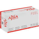 AJSIA Manusi latex AJSIA Feel, unica folosinta, usor pudrate, 0.10mm, 100 buc/cutie - albe - marime M