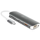 J5CREATE Statie de andocare,  Multi-Port JCD383, USB, HDMI, Ethernet, SD, microSD, Gri