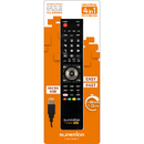 Superior TELECOMANDA UNIVERSALA Superior, 4 in 1, programabila simultan pt. TV, DVD, satelit si AUX, conectare PC prin USB, cablu inclus, baterii 2 x AAA (neincluse), negru "SUPTUB003" (timbru verde 0.18 lei)